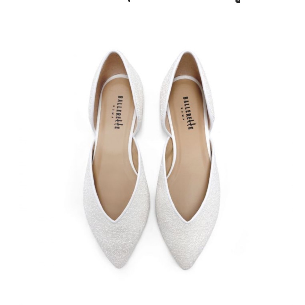 White Glitter Ballet Flats